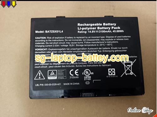 Genuine XPLORE BATZSX01L4 Laptop Battery P/N 030-05-0328-A01 rechargeable 3100mAh, 45.88Wh Black In Singapore 