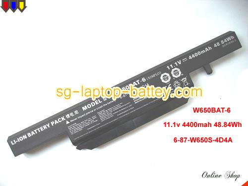 Genuine CLEVO W650BAT6 Laptop Battery 6-87-W650S-4D7A2 rechargeable 4400mAh, 48.84Wh Black In Singapore 