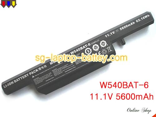 Genuine CLEVO W540BAT-6 Laptop Battery 6-87-W540S-4W41 rechargeable 5600mAh, 62.16Wh Black In Singapore 