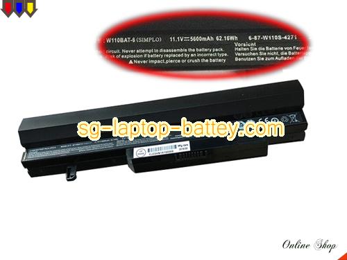 Genuine CLEVO W110BAT-6 Laptop Battery 6-87-W110S-4271 rechargeable 5600mAh, 62.16Wh Black In Singapore 