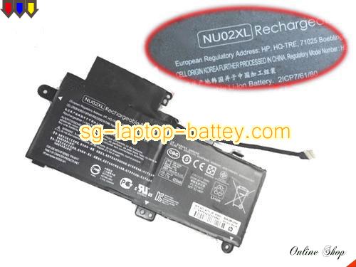 Genuine HP NU02XL Laptop Battery 843535-541 rechargeable 4350mAh, 35Wh Black In Singapore 