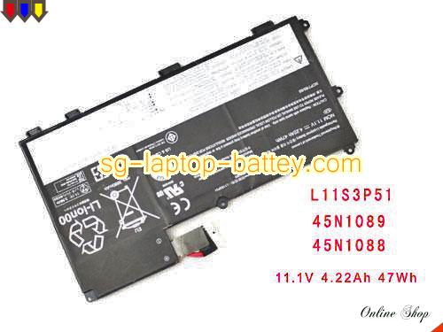 Genuine LENOVO 121300078 Laptop Battery ASM 45N1090 rechargeable 47Wh, 4.22Ah Black In Singapore 