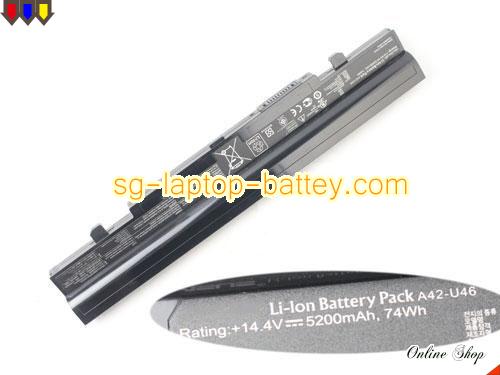 Genuine ASUS A32-U46 Laptop Battery 4INR18/65-2 rechargeable 5200mAh, 74Wh Black In Singapore 