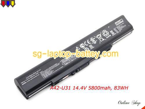 Genuine ASUS A32-U31 Laptop Battery A42-U31 rechargeable 5800mAh Black In Singapore 
