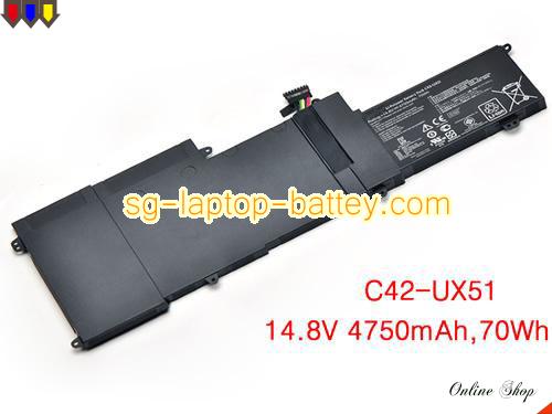 Genuine ASUS C42-UX51 Laptop Battery  rechargeable 4750mAh, 70Wh Black In Singapore 