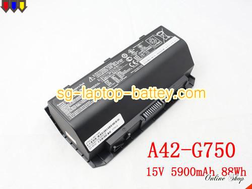 Genuine ASUS A42-G750 Laptop Battery A42G750 rechargeable 5900mAh, 88Wh Black In Singapore 