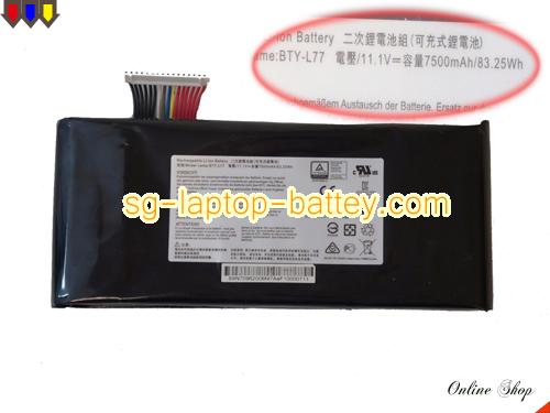 Genuine MSI BTY-L77 Laptop Battery  rechargeable 7500mAh, 83.25Wh Black In Singapore 
