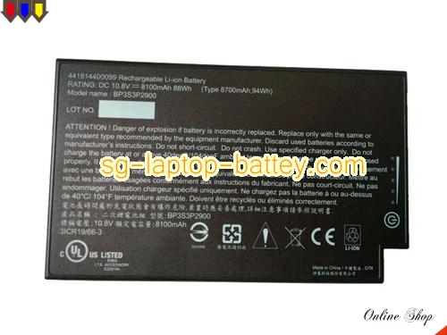 Replacement GETAC 44184400099 Laptop Battery BP3S3P2900(P) rechargeable 8100mAh, 88Wh Black In Singapore 