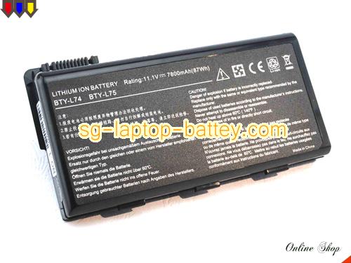 Replacement MSI 957-173XXP-101 Laptop Battery S9N-2062210-M47 rechargeable 7800mAh Black In Singapore 