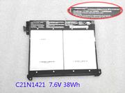 Singapore Genuine ASUS C21N1421 Laptop Battery 0B200-01520000 rechargeable 5000mAh, 38Wh Black