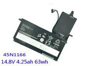 Singapore Genuine LENOVO 41CP7/64/84 Laptop Battery 45N1165 rechargeable 63Wh, 4.25Ah Black