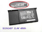 Singapore Replacement ASUS 0B200-01120100 Laptop Battery B31N1407 rechargeable 48Wh Black