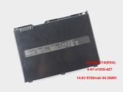 Singapore Genuine CLEVO x7200BAT-8(RXA) Laptop Battery X7200BAT-8 rechargeable 5700mAh, 84.36Wh Black