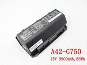 Genuine ASUS A42-G750 Laptop Battery A42G750 rechargeable 5900mAh, 88Wh Black In Singapore
