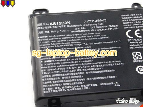  image 4 of Genuine ACER Predator 15 G9-591-70F6 Battery For laptop 6000mAh, 88.8Wh , 14.8V, Black , Li-Polymer