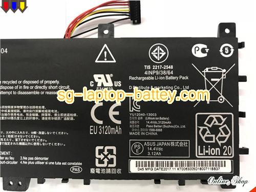  image 3 of Genuine ASUS V451LN Battery For laptop 3194mAh, 46Wh , 14.4V, Black , Li-ion