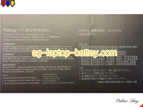  image 2 of C31N1602 Battery, S$69.75 Li-ion Rechargeable ASUS C31N1602 Batteries