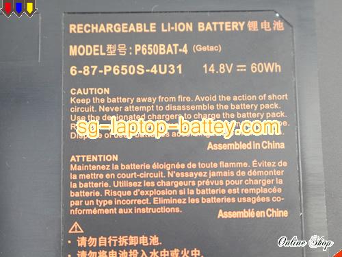  image 2 of Genuine CLEVO P650RE Battery For laptop 60Wh, 14.8V, Black , Li-ion