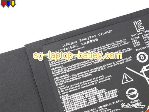  image 2 of Genuine ASUS N550J-CN244H Battery For laptop 4000mAh, 59Wh , 14.8V, Black , Li-Polymer