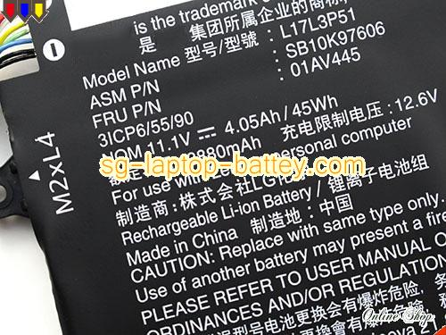  image 2 of Genuine LENOVO ThinkPad E480-03CD Battery For laptop 3880mAh, 45Wh , 4.05Ah, 11.1V, Black , Li-Polymer