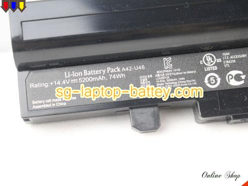  image 5 of Genuine ASUS U56E Battery For laptop 5200mAh, 74Wh , 14.4V, Black , Li-ion