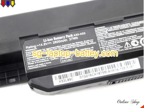  image 2 of Genuine ASUS K53U-DH21 Battery For laptop 2600mAh, 37Wh , 14.8V, Black , Li-ion