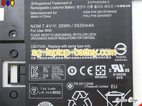 image 2 of Genuine LENOVO 00HW007 Laptop Battery SB10F46445 rechargeable 3250mAh, 26Wh Black In Singapore