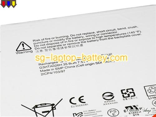  image 2 of Replacement MICROSOFT DYNR01 Laptop Battery G3HTA026H rechargeable 5087mAh, 38.2Wh Sliver In Singapore
