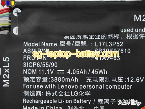  image 2 of Genuine LENOVO SB10K97610 Laptop Battery L17L3P52 rechargeable 3880mAh, 45Wh , 4.05Ah Black In Singapore