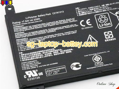  image 2 of Genuine ASUS 0B200-00600000 Laptop Battery C21P095 rechargeable 4400mAh, 33Wh Black In Singapore