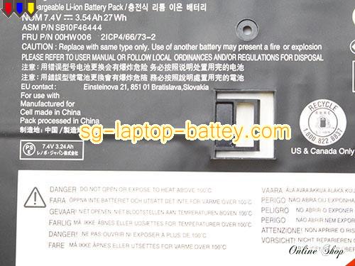  image 2 of Genuine LENOVO SB10F46444 Laptop Battery 00HW006 rechargeable 3540mAh, 27Wh Black In Singapore