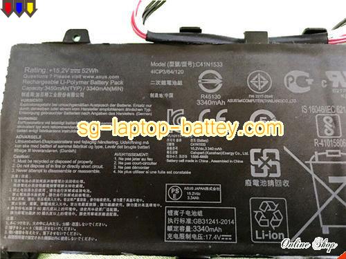  image 2 of Genuine ASUS C41N1533 Laptop Battery 0B200-02010200 rechargeable 3410mAh, 52Wh Black In Singapore