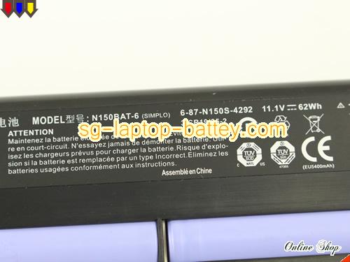  image 2 of Genuine CLEVO 6-87-N150S-4292 Laptop Battery 6-87-N150S-4291 rechargeable 62Wh Black In Singapore