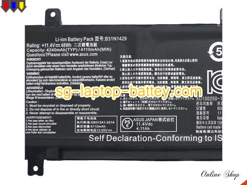  image 2 of Genuine ASUS 0B20001460100 Laptop Battery B31N1429 rechargeable 4110mAh, 48Wh Black In Singapore