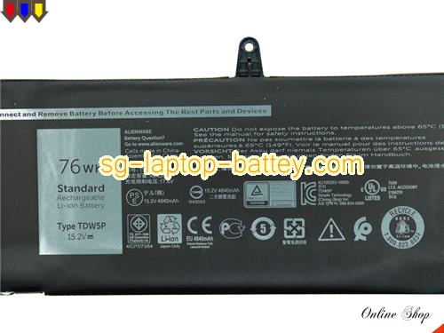  image 2 of Replacement DELL TDW5P Laptop Battery 0V9XD7 rechargeable 4802mAh, 76Wh Black In Singapore