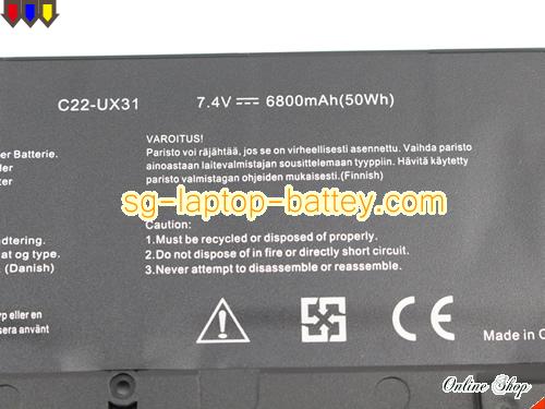  image 3 of Replacement ASUS C22-UX31 Laptop Battery C23-UX31 rechargeable 6800mAh, 50Wh Black In Singapore